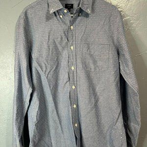 J Crew Slim Oxford Polka Dot Blue Long Sleeve Button Down Shirt Men's Medium (M)